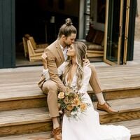 A-line Sexy Wedding Dress, Deep V-neck Wedding Dress Wedding Gown - Thumbnail 2