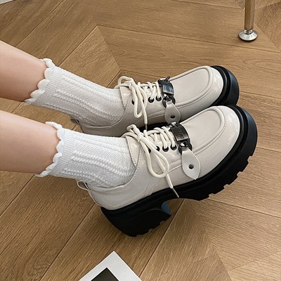 Retro Chunky Heeled Leather Shoes