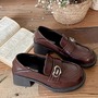 Retro Heart Buckle Heeled Loafers-4