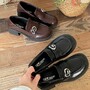 Retro Heart Buckle Heeled Loafers-1