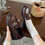 Retro Heart Buckle Heeled Loafers-1