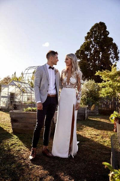 Sheath Sexy Wedding Dress, Sheer Bodice Wedding Dress Wedding Gown