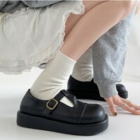 Round Toe T-strap Mary Jane Shoes - Thumbnail 1