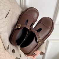 Round Toe T-strap Mary Jane Shoes - Thumbnail 4
