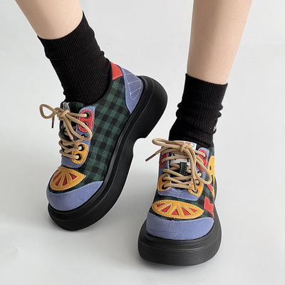 Artful cartoon platform casual shoes
