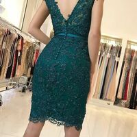 Elegant Mother of the Bride/Groom Dress Green Lace Tea-length Evening Formal Prom Dress - Thumbnail 4
