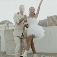 A-line Wedding Dress, Short Wedding Gown, Tulle Bridal Dress - Thumbnail 1