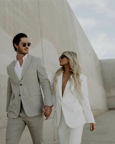 Modern Bride, White Wedding Suit