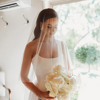 A-line Wedding Dress, Side Split Wedding Gown, Satin Wedding Dresses - Thumbnail 1