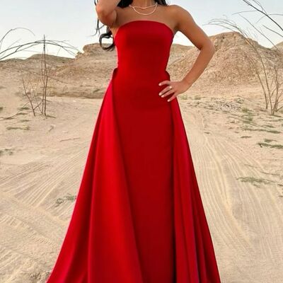 Elegant mother of the bride/groom dress sheath evening formal prom dress with detachable train