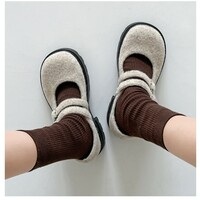Plush Mary Jane Shoes In Beige - Thumbnail 1