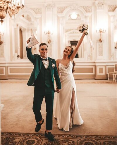 A-line Wedding Dress, Halter Wedding Gown, Satin Wedding Dresses