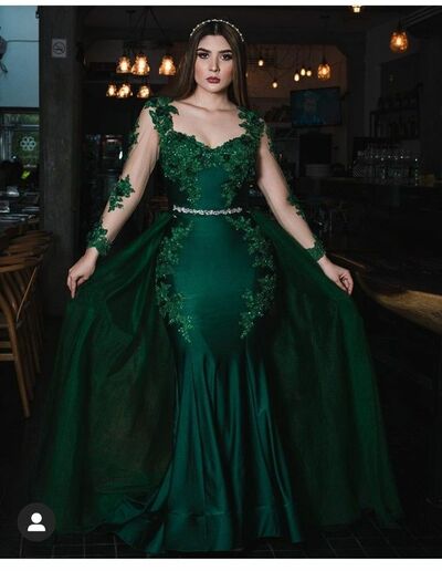 Elegant Mother of the Bride/Groom Dress Green Lace Appliques Evening Formal Prom Dress
