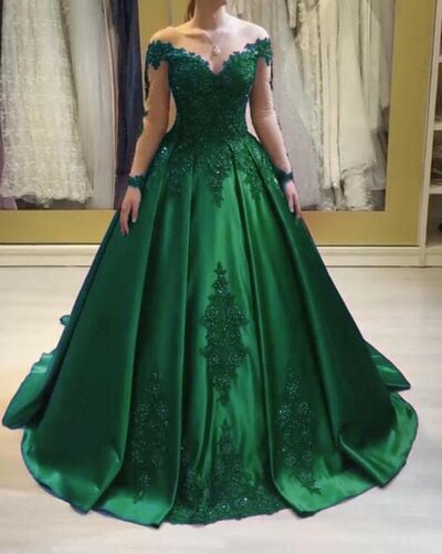 Elegant Mother of the Bride/Groom Dress Green Lace Appliques Evening Formal Prom Dress