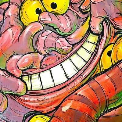 Painting by moi martos "cheshire cat unstructured study" 