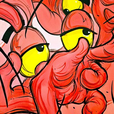 Painting  by moi martos "pink panther unstructured study"