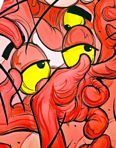 Painting  by Moi Martos "Pink Panther UNSTRUCTURED STUDY"