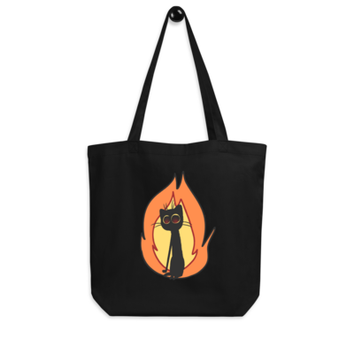Flaming cat tote bag