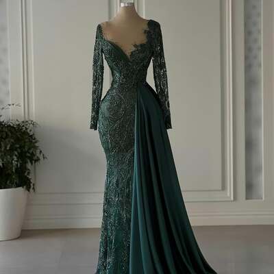 Long sleeve formal dress, evening dress,prom gowns,prom dresses z91