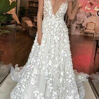 Bling Bling Luxury Floral Wedding Dress, Flowers Appliques Fabulous Wedding Dress Wedding Gown - Thumbnail 1