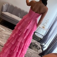 Cute Sweetheart Pink Chiffon Tiered A Line Prom Dresses with Bow,PD230937 - Thumbnail 2