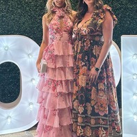 Cute Hatler Floral Printed Chiffon Tiered A Line Prom Dress,PD230942 - Thumbnail 2