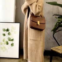 Stunning Vintage Puffy Chunky Stripe Pockets Sweater Flattering Oversized Cardigan Long Coat Ootd Style Awesome - Thumbnail 6