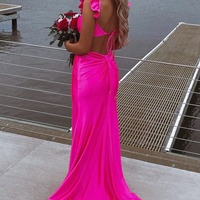 Charming Sweetheart Violet Satin Long Mermaid Prom Dresses,PD230943 - Thumbnail 2