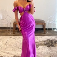 Charming Sweetheart Violet Satin Long Mermaid Prom Dresses,PD230943 - Thumbnail 3
