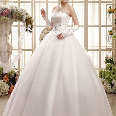 Fashion new white strapless mesh princess dress