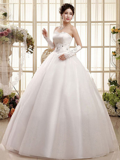 Fashion New White strapless mesh princess dress