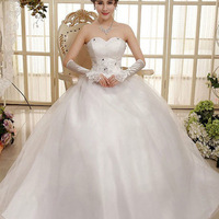 Fashion New White strapless mesh princess dress - Thumbnail 3