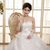 Fashion New White strapless mesh princess dress - Thumbnail 4