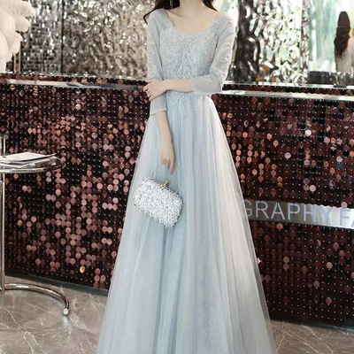 New style long sleeve dress for women evening gown