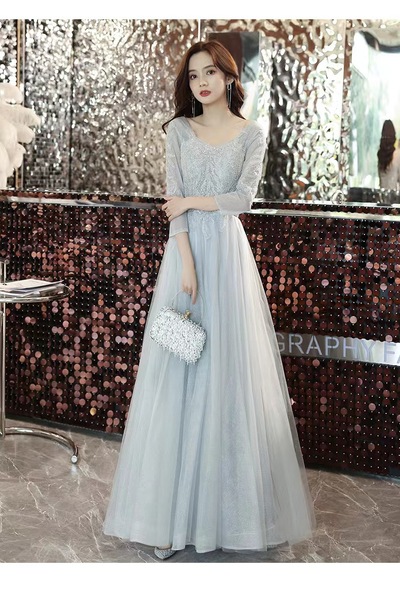 new style long sleeve dress for women Evening gown