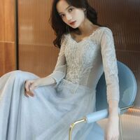 new style long sleeve dress for women Evening gown - Thumbnail 2