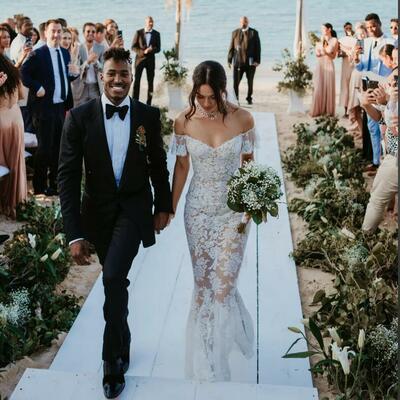 Sexy mermaid lace wedding dress, off shoulder lace wedding gown bridal dress