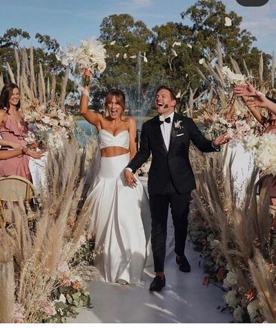 Sexy Two Pieces Wedding Dress, Satin Wedding Gown Bridal Dress