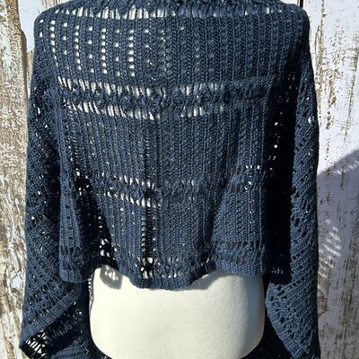 Navy shawl/stole in recycled yarn