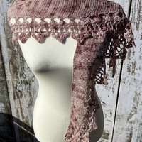 Fine-bordered scarf/stole in Toasted Mauve - Thumbnail 2