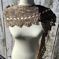 Fine-bordered scarf/stole in Chocolate Fudge RIpple color duo - Thumbnail 2