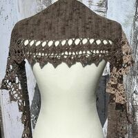 Fine-bordered scarf/stole in Pecan and Pink Quartz color duo - Thumbnail 1