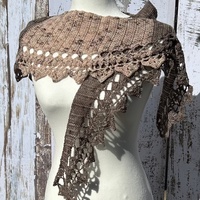 Fine-bordered scarf/stole in Pecan and Pink Quartz color duo - Thumbnail 2