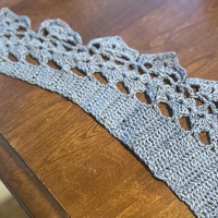 Fine-bordered scarf/stole in Light and Medium Blue Wool Blend - Thumbnail 4