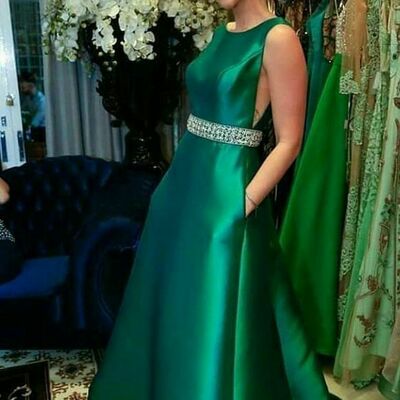 Elegant mother of the bride/groom dress green simple evening formal prom dress - Thumbnail 3