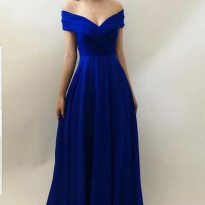 Elegant mother of the bride/groom dress royal blue a line evening formal prom dress - Thumbnail 4