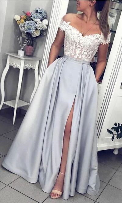 Elegant Mother of the Bride/Groom Dress Lace Side Slit Simple Evening Formal Prom Dress