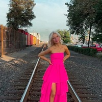 Cute Strapless Pink Satin Tiered A Line Prom Dress ,PD230959 - Thumbnail 1