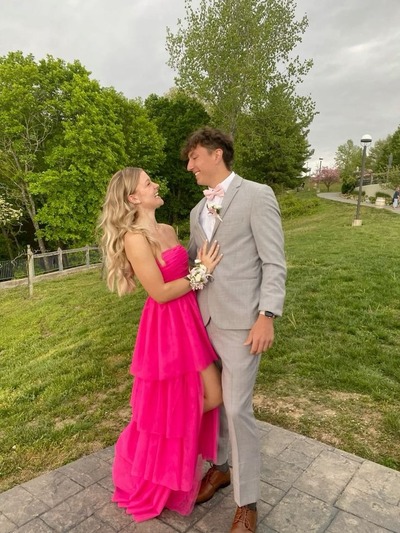 Cute Strapless Pink Satin Tiered A Line Prom Dress ,PD230959