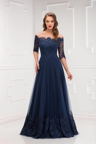 Elegant Mother of the Bride/Groom Dress Royal Blue A Line Half Sleeve Simple Evening Formal Prom Dress